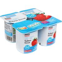 Yogur desnatado sabor fresa EROSKI basic, pack 4x125 g