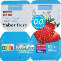 Iogurt desnatat sabor maduixa EROSKI basic, pack 4x125 g