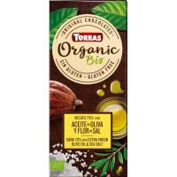 Chocolate Bio 70% con aceite oliva y flor de sal, tableta 100g