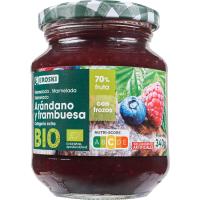 Mermelada bio de arándanos-frambuesa EROSKI BIO, frasco 340 g