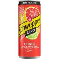 Refresc cítric amb gas SCHWEPPES ZERO, llauna 33 cl