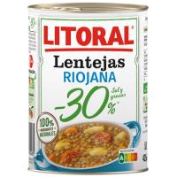 Llenties De La Rioja -30% sal i greix LITORAL, llauna 425 g