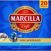 Café decaffeinato compatible Nespresso MARCILLA, caja 20 uds