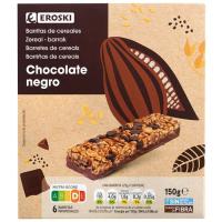 Barritas de cereales con chocolate EROSKI, caja 150 g