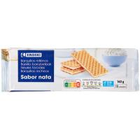 Neules farcides de sabor nata EROSKI, paquet 140 g