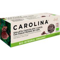 Galleta Bio integral chocolate y coco CAROLINA, caja 135 g