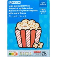 Crispetes per microones amb sal EROSKI, pack 3x90 g