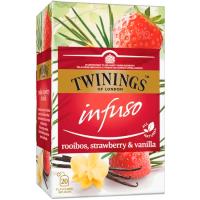 Infusión rooibos-strawberry&vanilla TWININGS, caja 20 uds