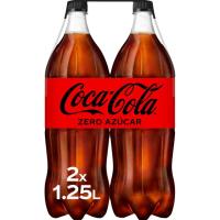 Refresc de cola sense sucre COCA-COLA, pack 2x1,25 litres