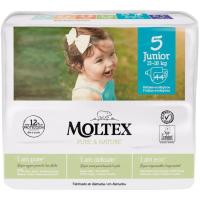 Pañal 13-18 kg Talla 5 MOLTEX Pure&Nature, paquete 44 uds