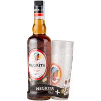 Ron NEGRITA, botella 70 cl + Vasos