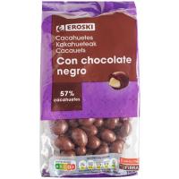 Cacauets amb xocolata negra EROSKI, bossa 150 g