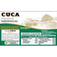 Sardinillas en aceite de oliva virgen ecológico CUCA, lata 90 g