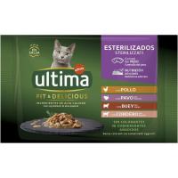 Alimento húmedo de carne gato esterilizado ULTIMA, pack 4x85 g