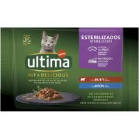Alimento húmedo de buey&atún gato esterili. ULTIMA, bolsa 340 g