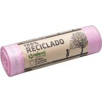 Bolsa de basura 100% recicable rosa 30 l. RELEVO, paquete 15 uds