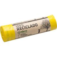 Bolsa basura 100% recicable amarilla 30 l RELEVO, paquete 15 uds