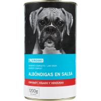 Albóndigas de buey para perro EROSKI, lata 1,2 Kg