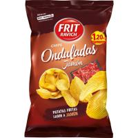 Patatas fritas onduladas sabor jamón FRIT RAVICH, bolsa 105 g