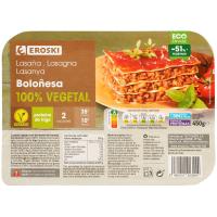 Lasaña vegana de tomate EROSKI VEGGIE, bandeja 450 g