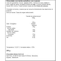 Turrón chocolate con leche y nueces SIMÓN COLL, tableta 250 g