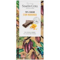 Chocolate 70% cacao con naranja SIMÓN COLL, tableta 85 g