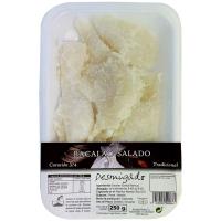 Desmigado de bacalao salado 3/4 curación, bandeja 250 g