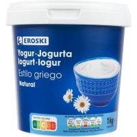 Yogur griego natural 10% materia grasa EROSKI, tarrina 1 kg