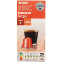Cafè espresso lungo EROSKI, caixa 20 monodosis