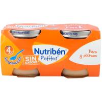 Potito de pera y plátano sin almidón NUTRIBEN, pack 2x120 g