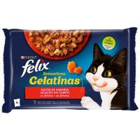 Gelatinas de carne para gato FÉLIX SENSATIONS, pack 4x85 g