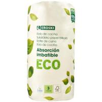 Papel de cocina eco 3 capas EROSKI, paquete  1 rollo