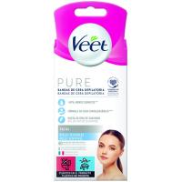 Bandas depilatorias zona facial VEET PURE, caja 40 uds