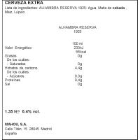 Cerveza ALHAMBRA RESERVA 1925, pack botella 6x22,5 cl