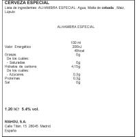 Cervesa ALHAMBRA SINGULAR, pack 6x20 cl