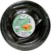 Plato negro compostable libre de plástico Ø23 cm, pack 12 uds