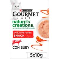 Comida húmeda de buey para gato GOURMET NATURE, pack 5x10 g