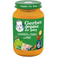 Tarrito zanahoria tomate pavo GERBER, tarro 190 g