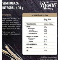 Hogaza integral RUSTIK BAKERY, paquete 400 g