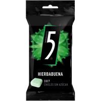 Chicle de hierbabuena sin azúcar FIVE, paquete 43 g