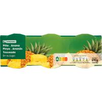 Piña troceada en su jugo EROSKI, pack 3x140 g