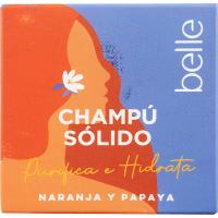 Champú sólido de naranaja y papaya hidratante BELLE, caja 50 g