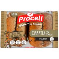 Ciabatta rústica llavors sense gluten PROCELI, paquet 120 g