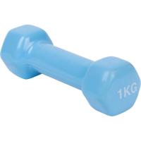 Mancuerna pesa de entrenamiento 1 kg, vinilo celeste, antideslizante LONGFIT, 1 ud