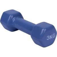 Mancuerna pesa entrenamiento 3 kg, vinilo azul marino antideslizante LONGFIT, 1 ud