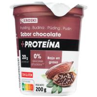 Postres protéico de xocolata EROSKI, terrina 200 g