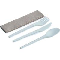 Set CPLA cuchillo, tenedor, cuchara y servilleta Kraft BETIK, bolsa 1 u
