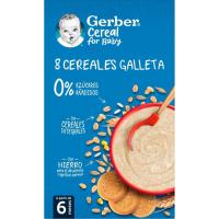 Papilla 8 cereales galleta GERBER, caja 500 g