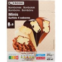 Assortit mini bombons 4 sabors EROSKI, caixa 8x50 ml