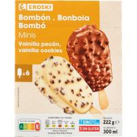 Mini bombón choco-cookie-vainilla-macademia EROSKI, caja 300 ml